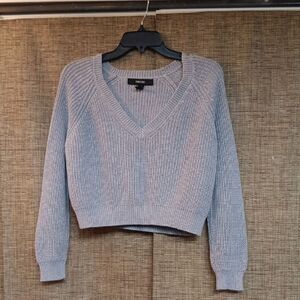 Forever 21 Light Gray Cotton  V-Neck Sweater